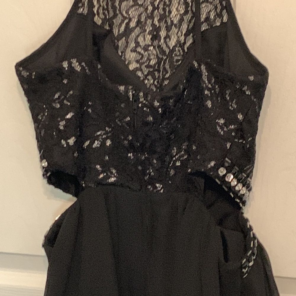 B. Darlin | Black Lace Cutout Women’s Jeweled Cocktail Evening Dress Homecoming - Picture 9 of 14